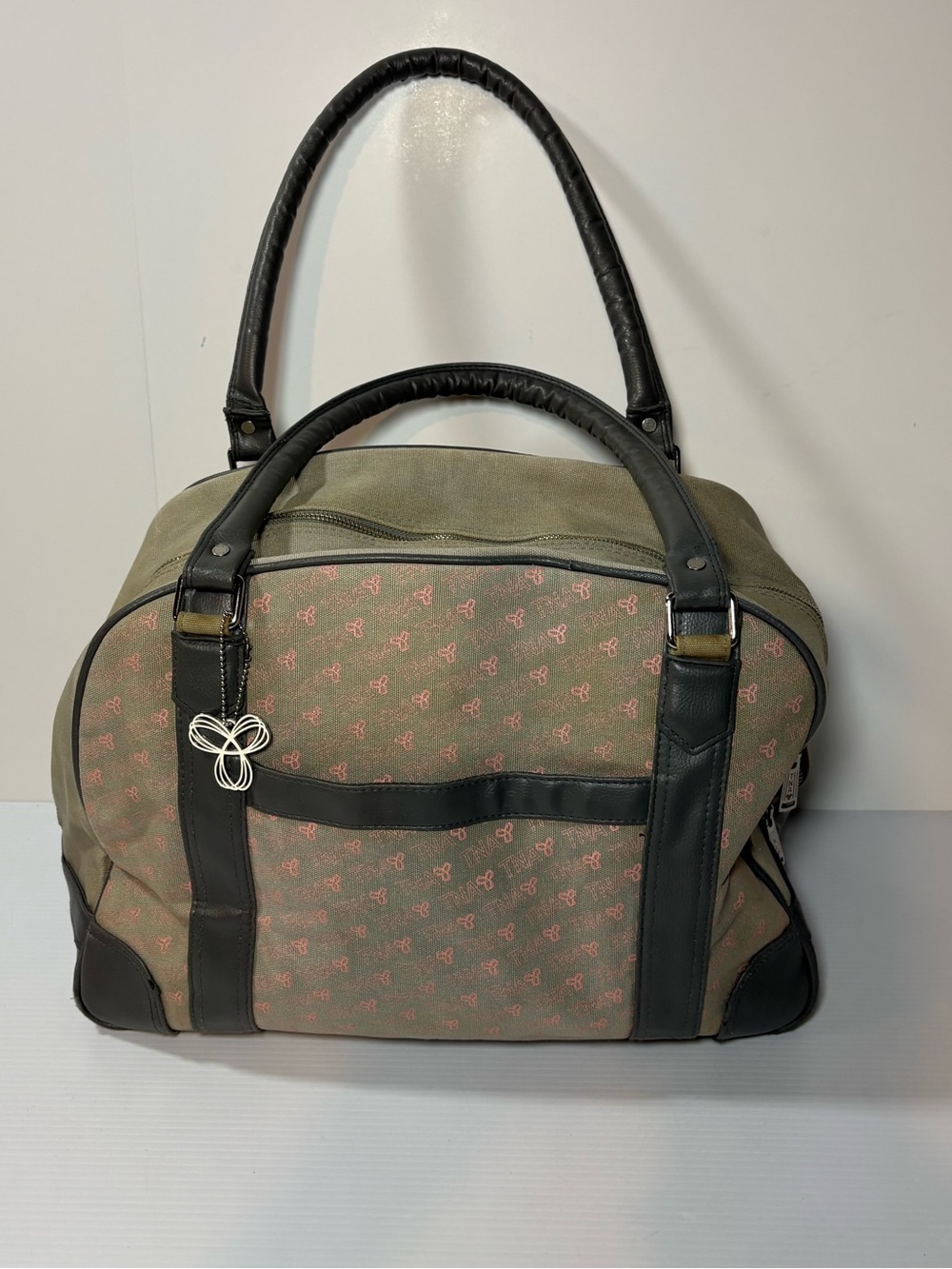 TNA Tan Duffel with Brown Trim and Pink Accents
